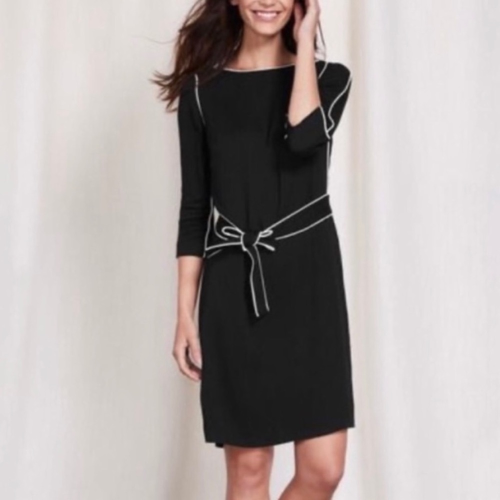 Boden Black and White Piped Stripe Kelly Dress